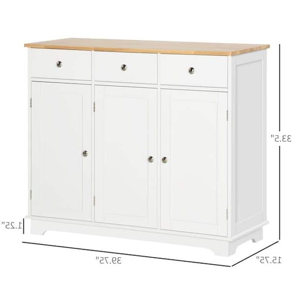 Sideboards With Rubberwood Top Within Preferred Homcom Modern White Sideboard With Rubberwood Top And Drawers 835 511wt –  The Home Depot (Photo 3 of 10)