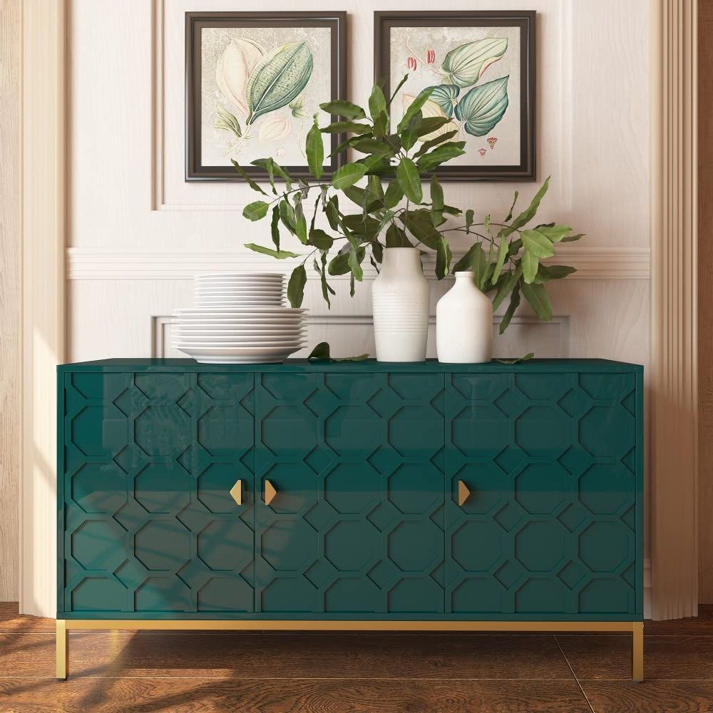 Trendy Amazon: Boyel Living Sideboard Cabinet, Modern Storage Cabinet With 3  Door, Accent Cabinet For Living Room, Hallway, Entryway Or Kitchen (green)  : Home & Kitchen Inside 3 Door Accent Cabinet Sideboards (Photo 2 of 10)