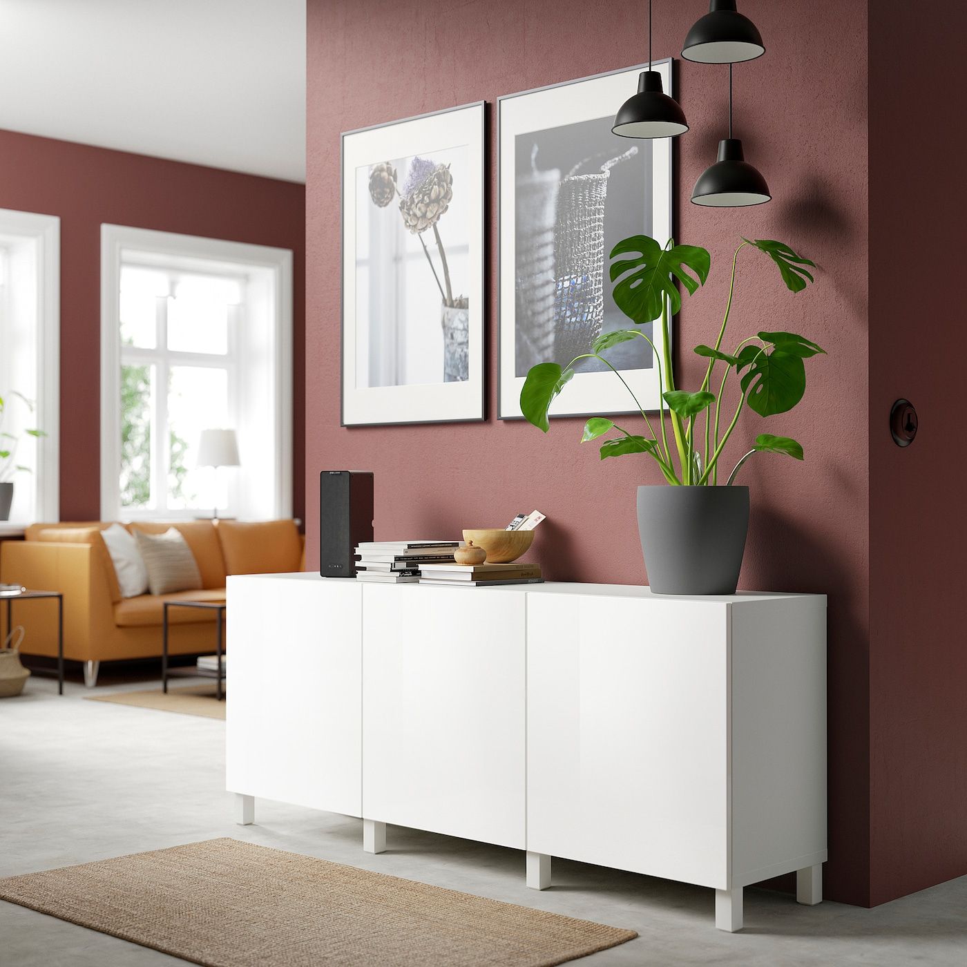 White Sideboards For Living Room Within Best And Newest Bestå Storage Combination With Doors, White/selsviken/stubbarp High Gloss/ White, 707/8x161/2x291/8" – Ikea (Photo 7 of 10)