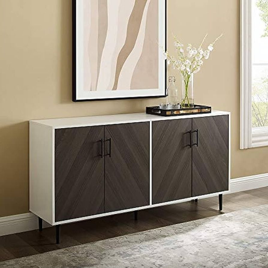 Widely Used Amazon – Walker Edison Fehr Modern 4 Door Bookmatch Buffet, 58 Inch,  Ash Brown – Buffets & Sideboards With Sideboards Bookmatch Buffet (Photo 3 of 10)