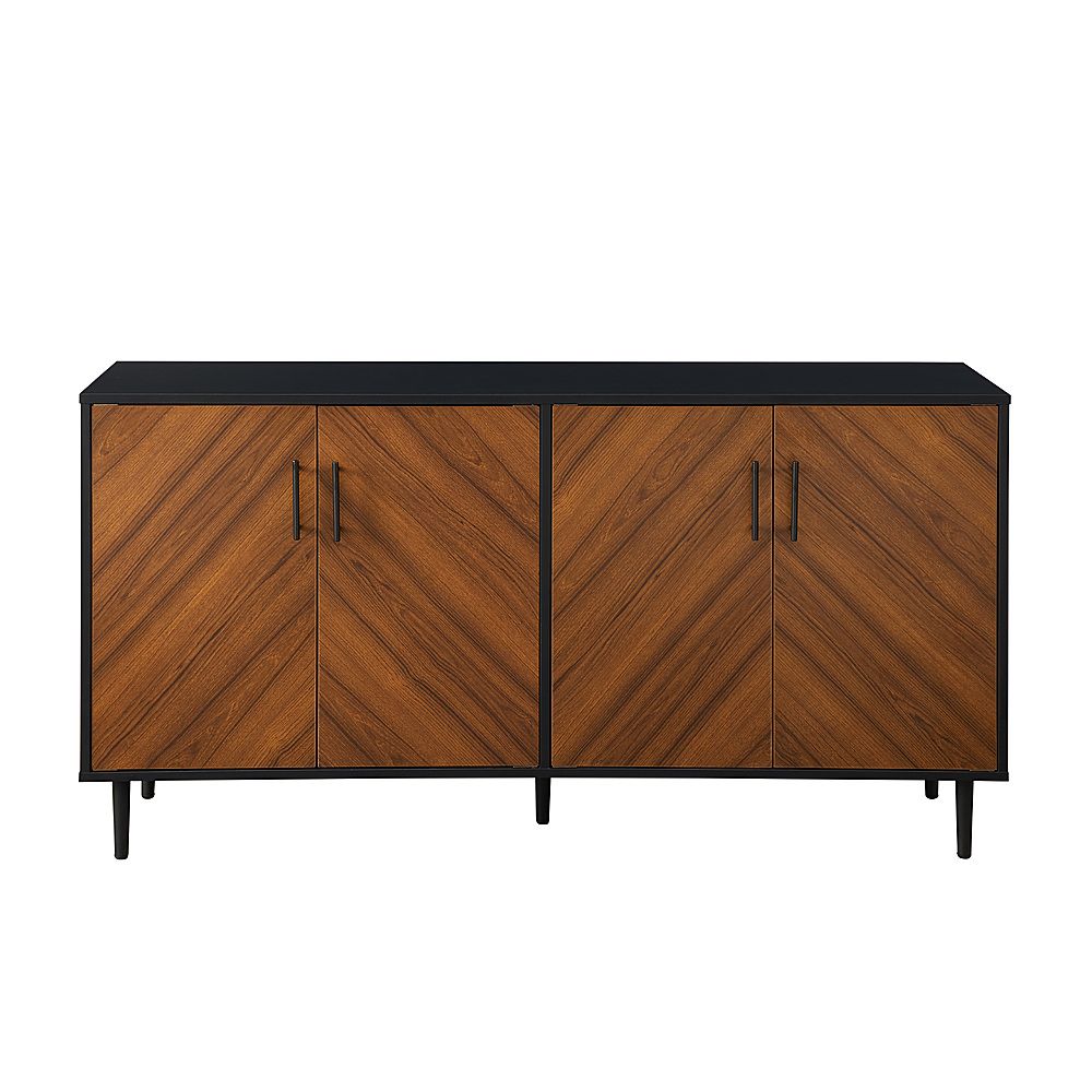 Widely Used Sideboards Bookmatch Buffet Inside Walker Edison 58” Mid Century Modern Faux Bookmatch Buffet Acorn Bookmatch  / Solid Black Bbu58hpbmacbsb – Best Buy (View 4 of 10)