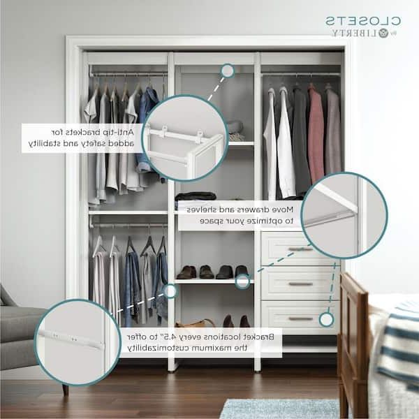 3 Shelving Towers Wardrobes In Fashionable Closetsliberty 113 In. W White Adjustable Tower Wood Closet System With  3 Drawers And 19 Shelves Hs45674 Rw 10 – The Home Depot (Photo 8 of 10)