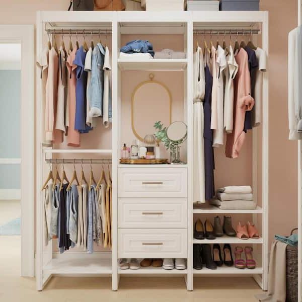 3 Shelving Towers Wardrobes With Regard To Newest Closetsliberty 68.5 In. W White Adjustable Tower Wood Closet System  With 3 Drawers And 11 Shelves Hs56700 Rw 06 – The Home Depot (Photo 2 of 10)