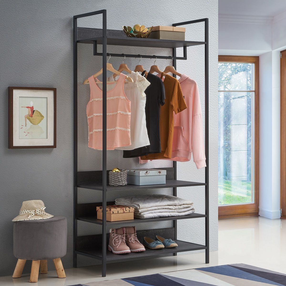 4 Shelf Closet Wardrobes Intended For Newest Open Wardrobe With 4 Shelves (View 5 of 10)