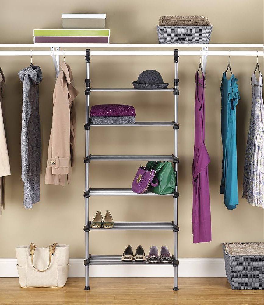 6 Shelf Wardrobes Throughout 2017 Amazon: Whitmor 6 Shelf Closet System – Adjustable Closet Maximizer :  Home & Kitchen (Photo 10 of 10)