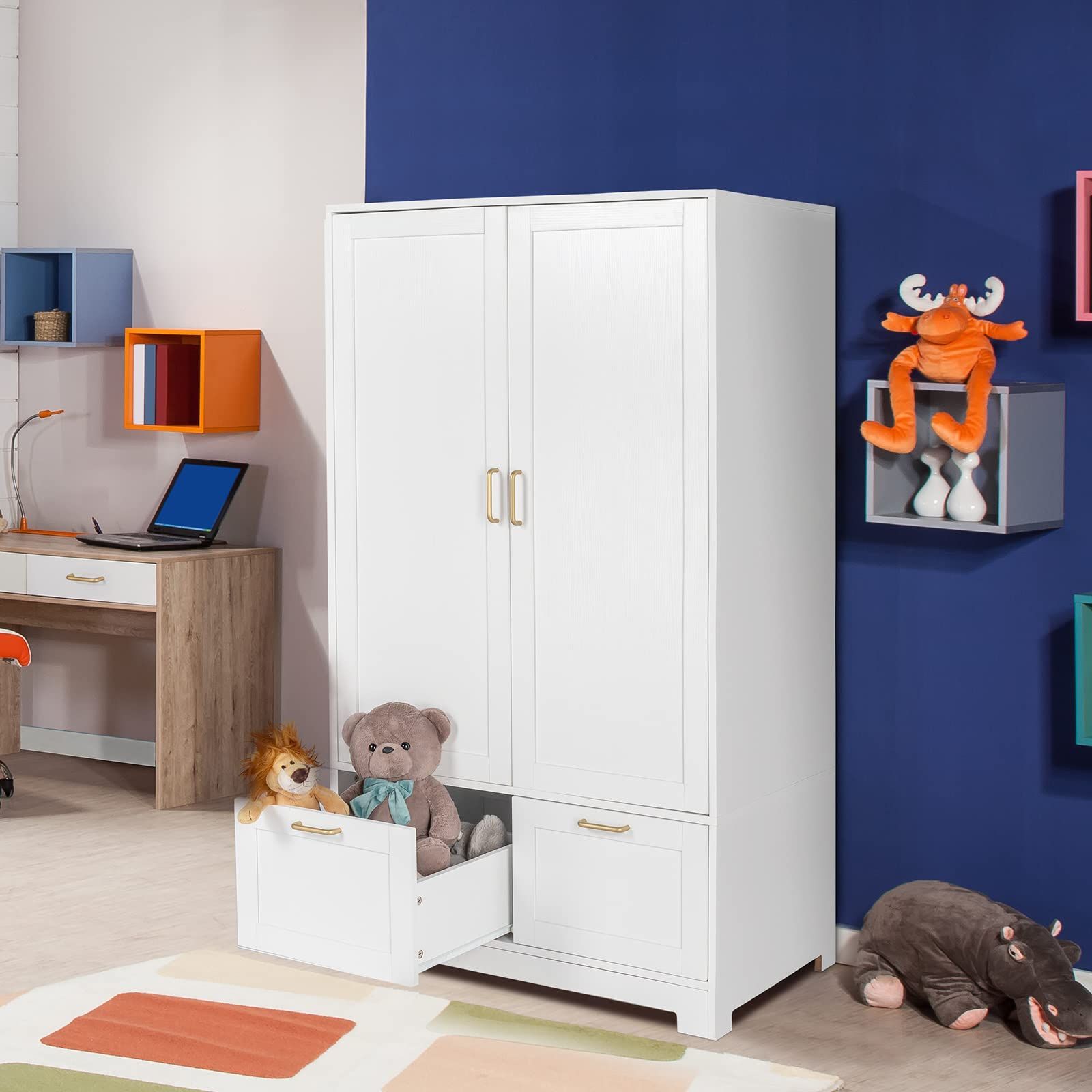 60 Inch Wardrobes Throughout Most Up To Date Amazon: Vingli Wide White Armoire Wardrobe Closet With Adjustable  Shelves And Drawers, 60" Freestanding Closet Wardrobe Cabinet, Armoires And  Wardrobes With Doors For Kids' Room, Dorm : Home & Kitchen (Photo 1 of 10)