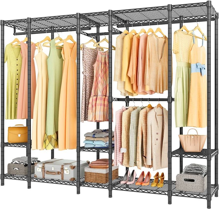 Amazon: Vipek V50i Extra Large Portable Closet Rack Bedroom Armoire  Freestanding Wardrobe Closet, Heavy Duty Clothes Rack Multi Functional  Metal Clothing Rack For Hanging Clothes, Max Load 1100lbs, Black : Home &  Kitchen For Trendy Extra Wide Portable Wardrobes (View 4 of 10)