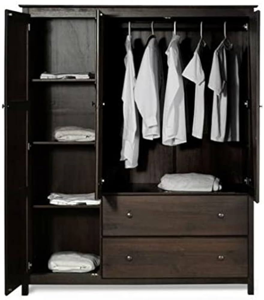 Espresso Wardrobes Throughout Well Liked Amazon: Espresso Wood Finish Bedroom Wardrobe Armoire Cabinet Closet :  Home & Kitchen (Photo 1 of 10)