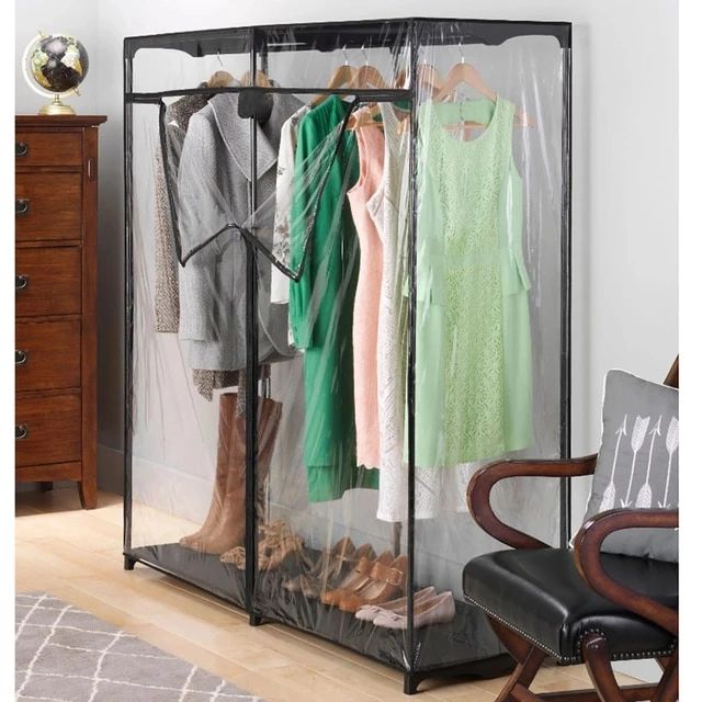 Extra Wide 60 Inch Freestanding Closet Systems, Black And Clear Home  Furniture Cabinet For Clothes Wardrobes – Aliexpress For Best And Newest 60 Inch Wardrobes (Photo 7 of 10)