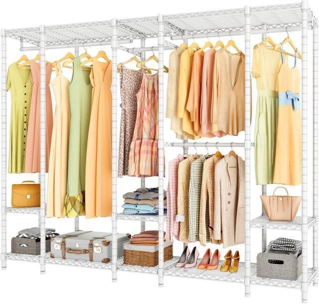 Extra Wide Portable Wardrobes Throughout Most Up To Date Vipek V50i Extra Large Portable Closet Rack Bedroom Armoire Freestanding Wardrobe  Closet, Heavy Duty Clothes Rack Multi Functional Metal Clothing Rack For  Hanging Clothes, Max Load 1100lbs, White – Newegg (View 6 of 10)