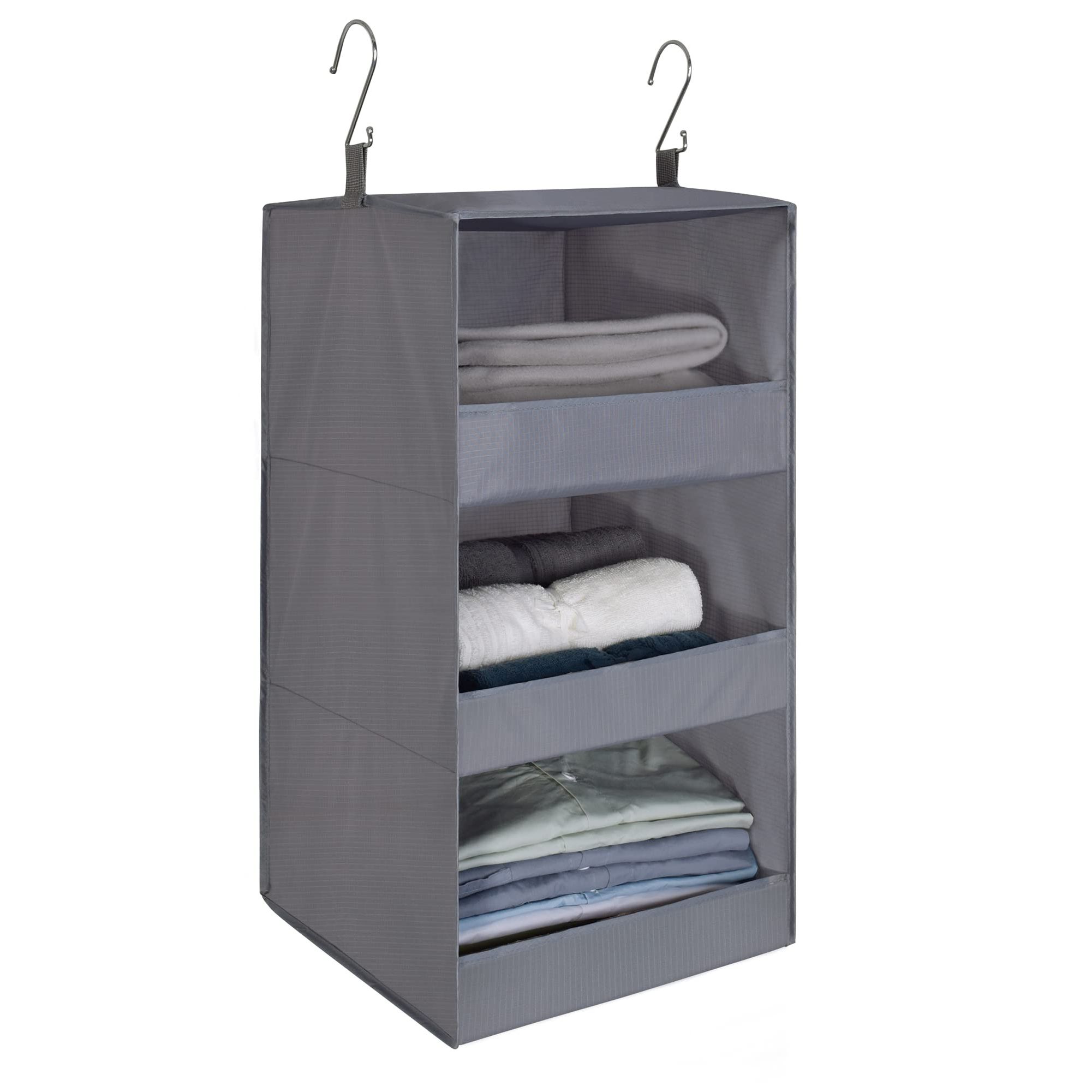 Famous Amazon: Granny Says 3 Shelf Hanging Closet Organizer And Storage,  Collapsible Hanging Closet Shelves, Hanging Organizer For Closet & Rv,  Gray, 29 ¾" H X 12" W X 12" D, 1 Pack : Home & Kitchen For 3 Shelf Hanging Shelves Wardrobes (Photo 5 of 10)