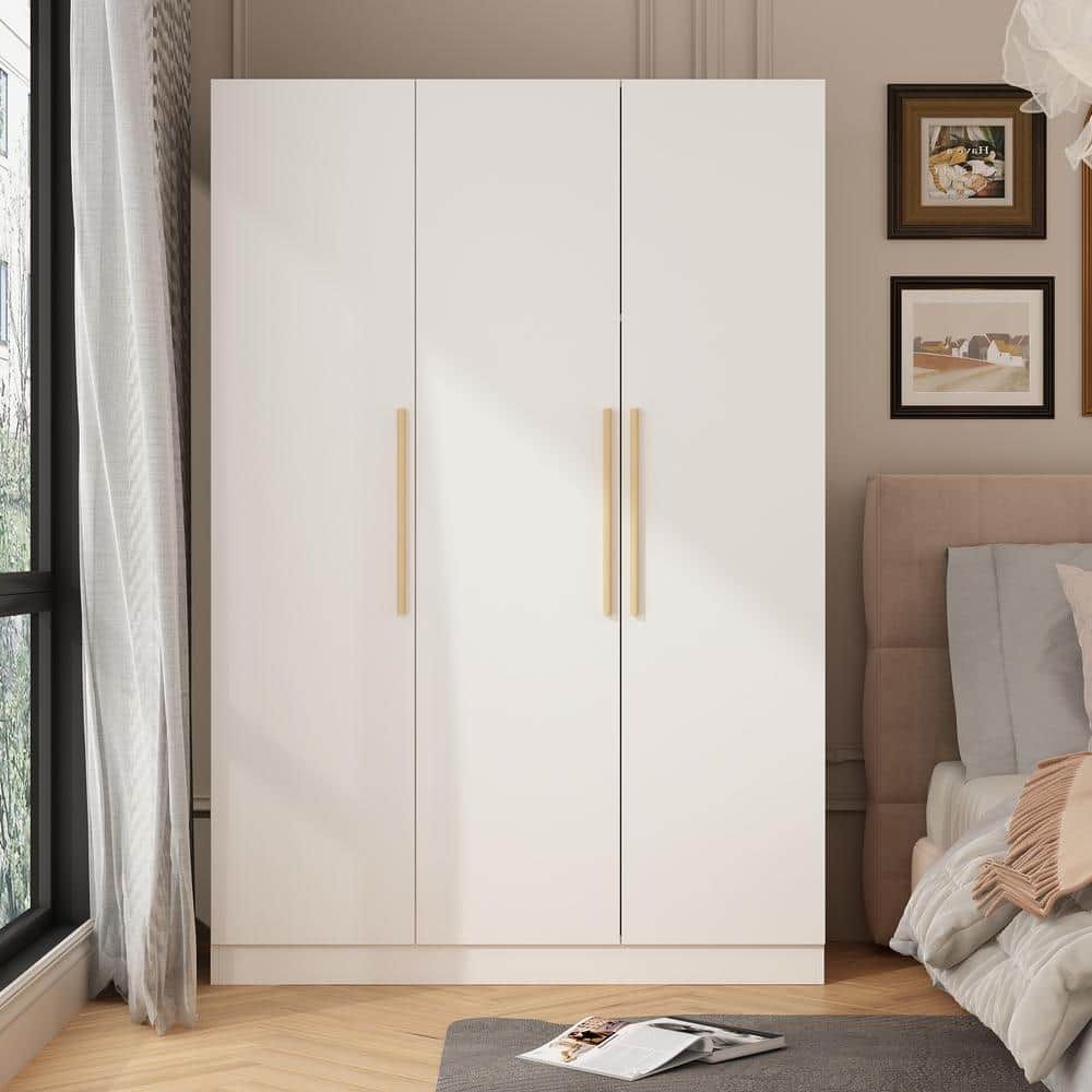 Fufu&gaga White 3 Door Armoires Wardrobe With Hanging Rod And Storage  Shelves (70.8 In. H X 46.6 In. W X 19.7 In (View 4 of 10)