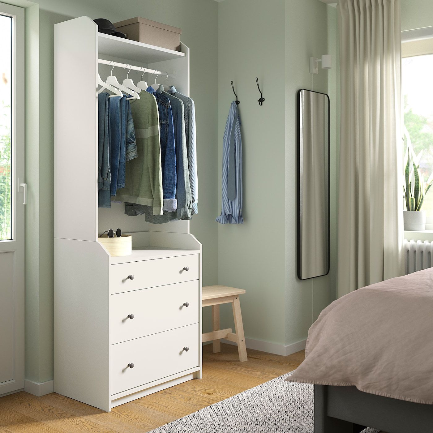 Hauga Open Wardrobe With 3 Drawers, White, 70x199 Cm – Ikea Throughout Widely Used Wardrobes With 3 Drawers (Photo 3 of 10)
