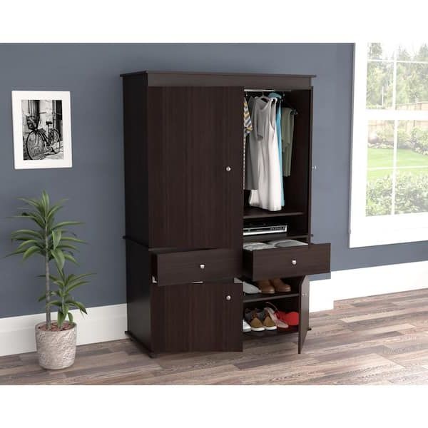Inval Espresso Armoire 70.9 In. H X 47.2 In. W X 19.9 In. D Am 30023 – The  Home Depot Intended For Preferred Espresso Wardrobes (Photo 10 of 10)