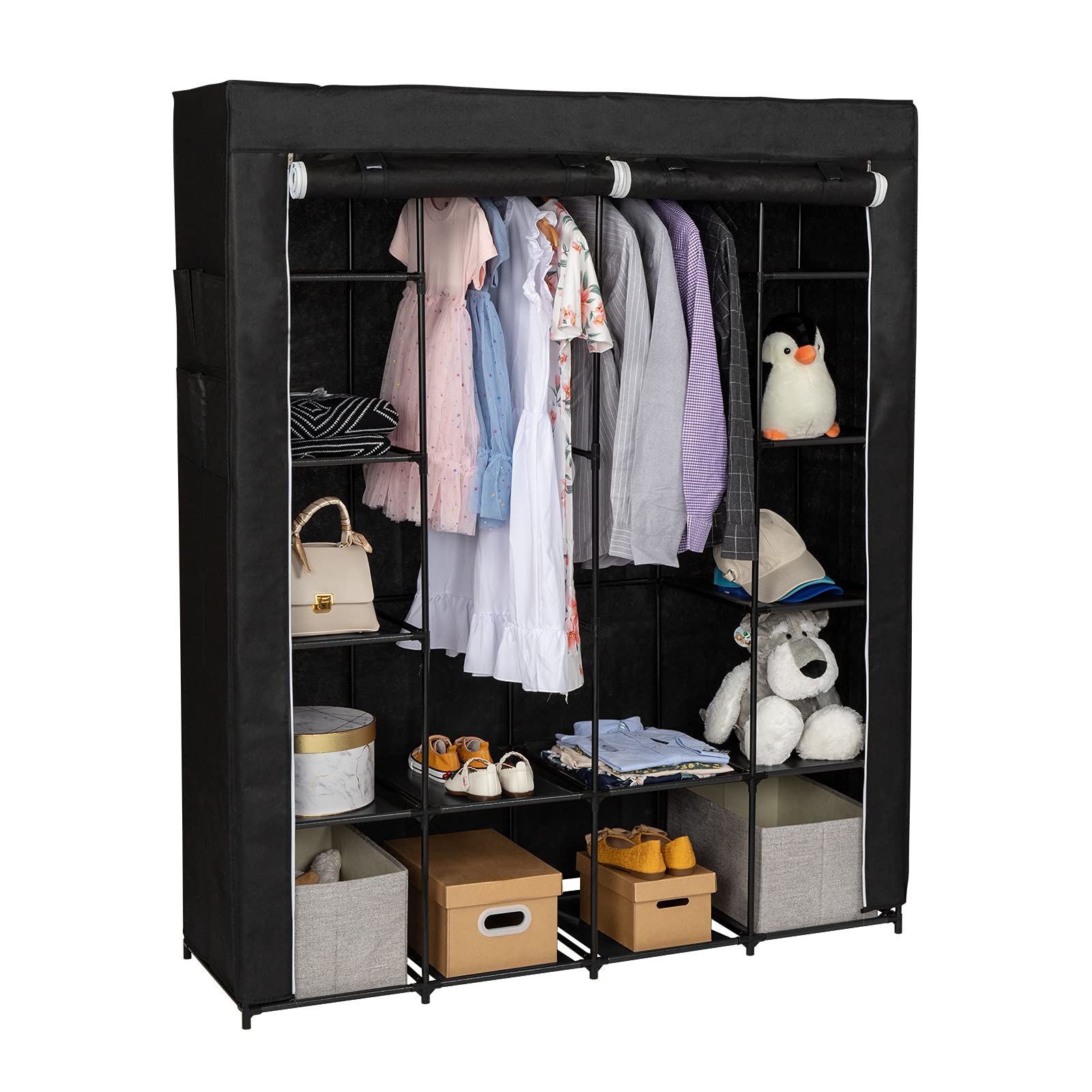Latest 5 Tiers Wardrobes Regarding Amazon: Karl Home 5 Tiers Portable Closet, Non Woven Fabric Closet  Wardrobe, Storage Organizer With Shelves & Cover For Hanging Clothes, 56" L  X  (View 6 of 10)