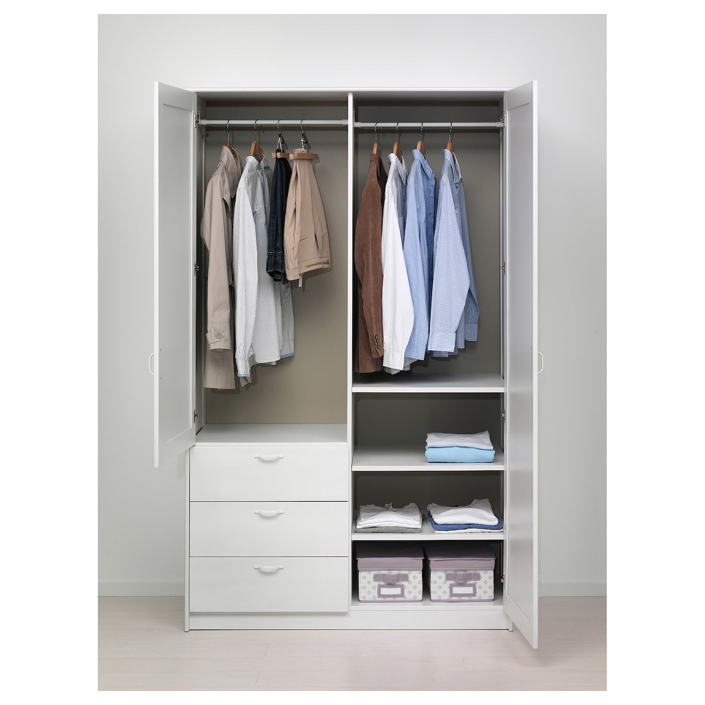 Latest Musken Wardrobe With 2 Doors+3 Drawers, White, 124x60x201 Cm – Ikea In Wardrobes With 3 Drawers (Photo 7 of 10)
