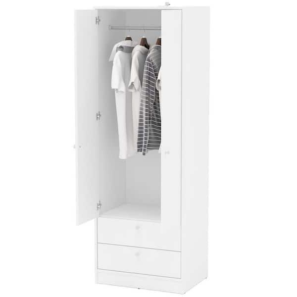 Latest Wardrobes With Two Drawers Regarding Cambridge White Wardrobe With 2 Doors And 2 Drawers 402001740001 – The Home  Depot (Photo 8 of 10)