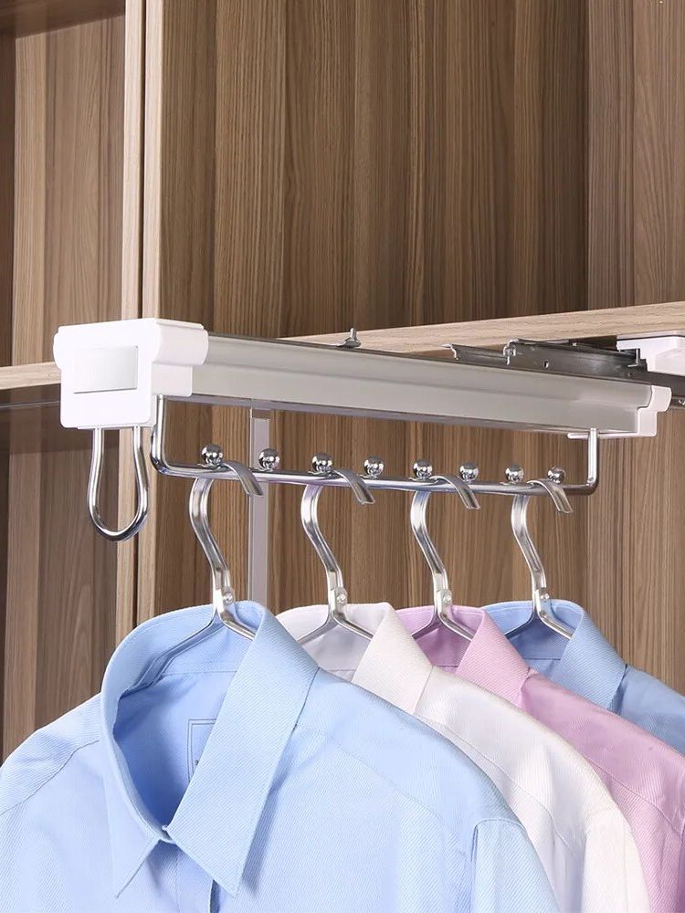 Most Recent Wardrobes With Hanging Rod Pertaining To Clothes Hanging Rod Inside Wardrobe Telescopic Rod Wardrobe Top Mounting Clothes  Hanging Rack Cabinet Pull Type Function – Aliexpress (Photo 5 of 10)