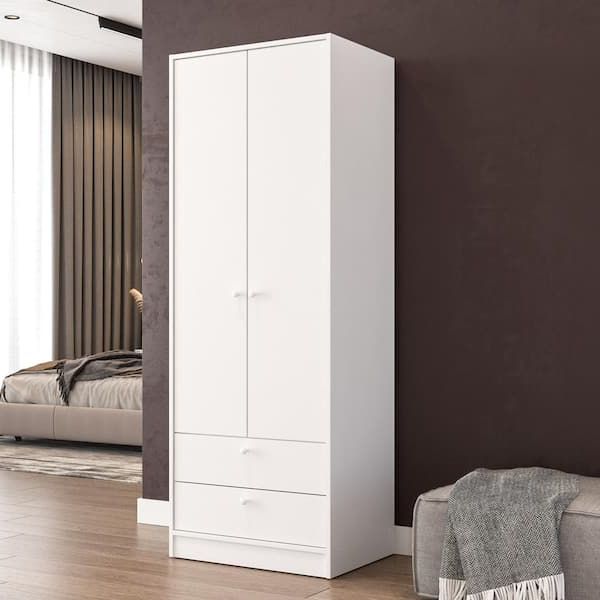 Most Recently Released Cambridge White Wardrobe With 2 Doors And 2 Drawers 402001740001 – The Home  Depot Throughout Wardrobes With Two Drawers (Photo 6 of 10)
