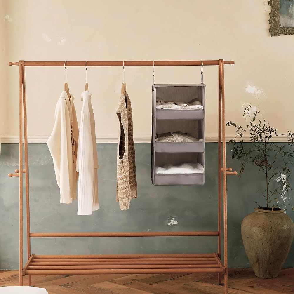 Most Up To Date 3 Shelf Hanging Shelves Wardrobes For Granny Says 3 Shelf Hanging Closet Organizer, Pack Of 1 Hanging Shelves For Closet  Storage, Rangement Garde Robe, Collapsible Hanging Clothes Organizer,  Hanging Organizer For Walk In Closet, Grey : Amazon.ca: Home (Photo 8 of 10)