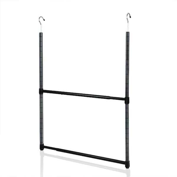 Oceanstar 22.5 In. 2 Tier Metal Portable Adjustable Closet Hanger Rod In  Black Acr1545b – The Home Depot Intended For Most Recently Released 2 Tier Adjustable Wardrobes (Photo 10 of 10)