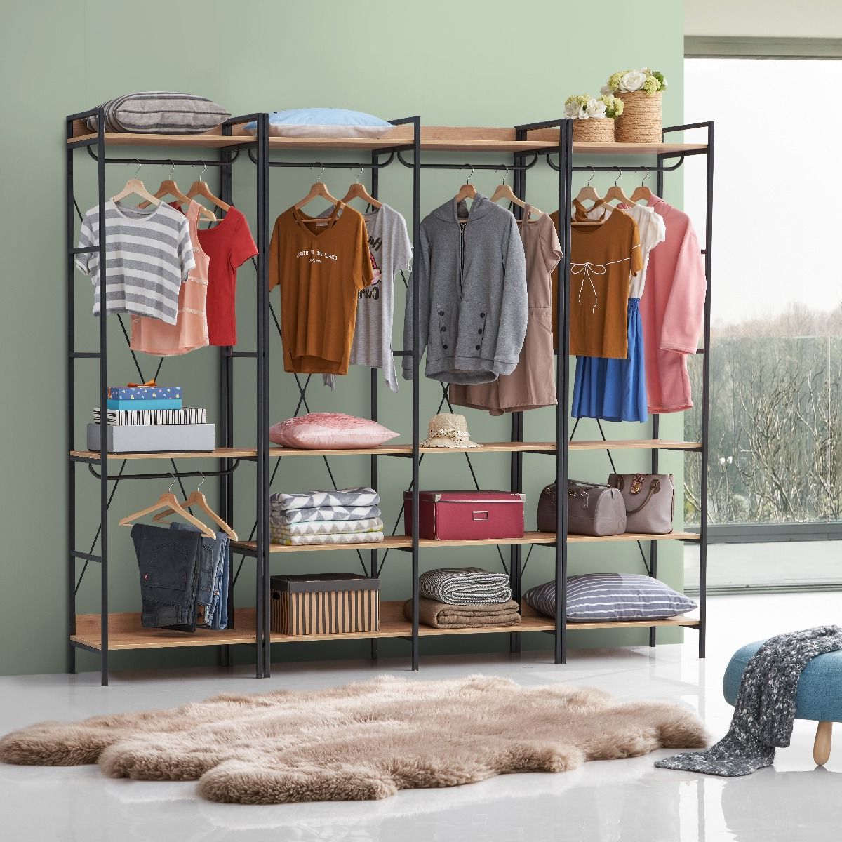 Open Wardrobe With 4 Shelves With Preferred 4 Shelf Closet Wardrobes (View 3 of 10)