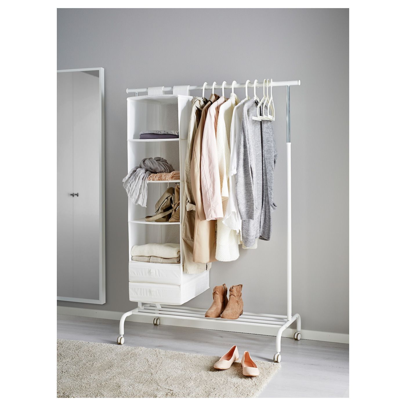 Popular Clothes Rack Wardrobes Inside Rigga Clothes Rack, White – Ikea (Photo 7 of 10)