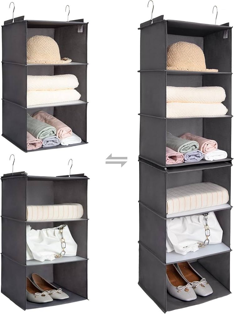 Recent Amazon: Granny Says 6 Shelf Hanging Closet Organizer, Separable Into 2 Pack  3 Shelves Hanging Organizers, Hanging Storage Organizer For Closet, Dark  Gray : Home & Kitchen With 2 Separable Wardrobes (View 10 of 10)