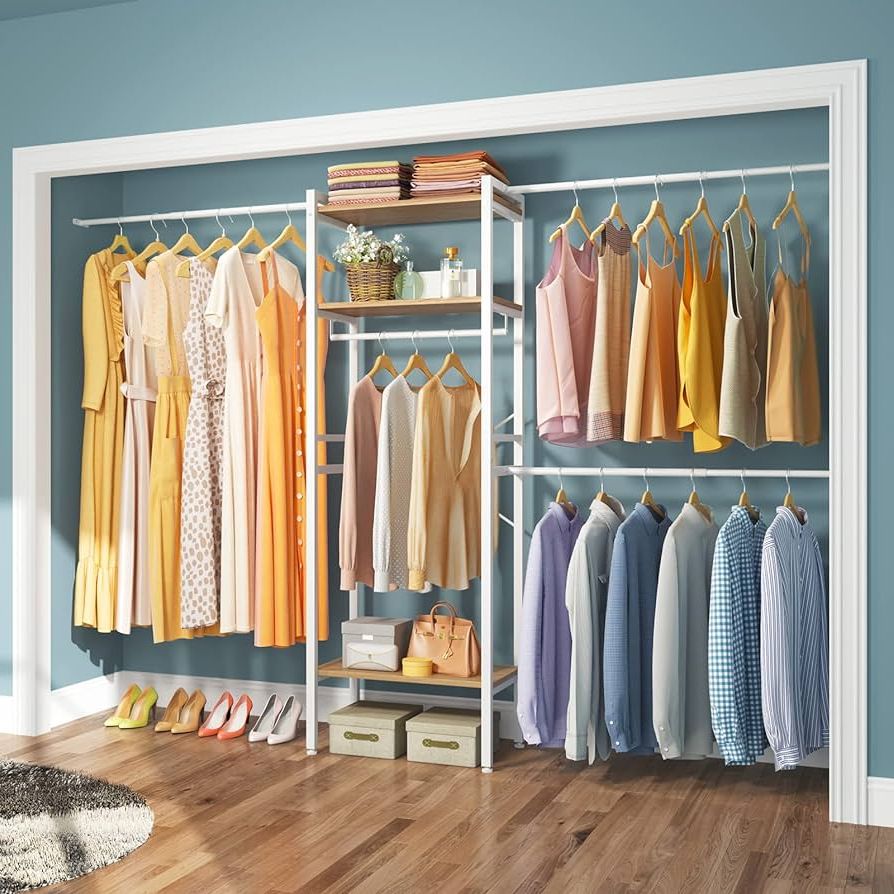 Recent Timate P5 Bedroom Armoires Built In Clothes Rack Walk In Closet Organizer  System Kit With Expandable Regarding Built In Garment Rack Wardrobes (View 3 of 10)