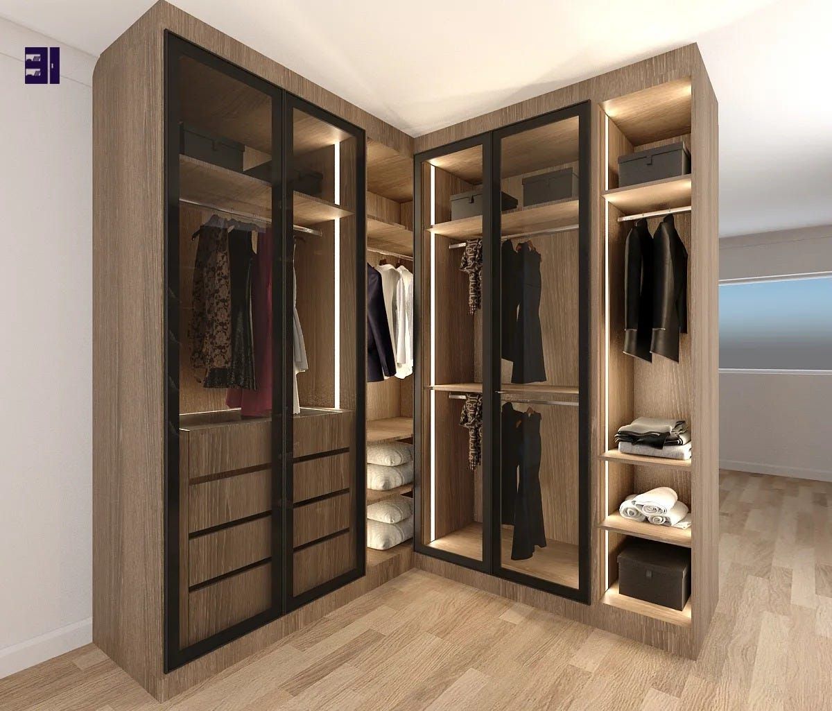 Super Storage Open Shelf Corner Wardrobe (br P 1187) China Inside Fashionable Medium Size Wardrobes (Photo 9 of 10)