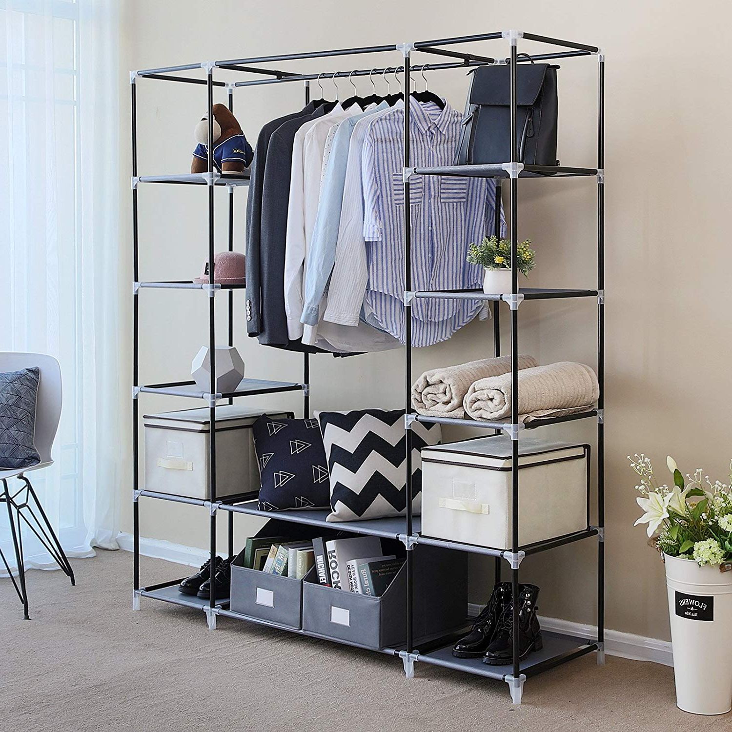 Wardrobes With Shelf Portable Closet Within 2018 20 Portable Closet Choices For Easy Set Up And Cleaning (View 10 of 10)