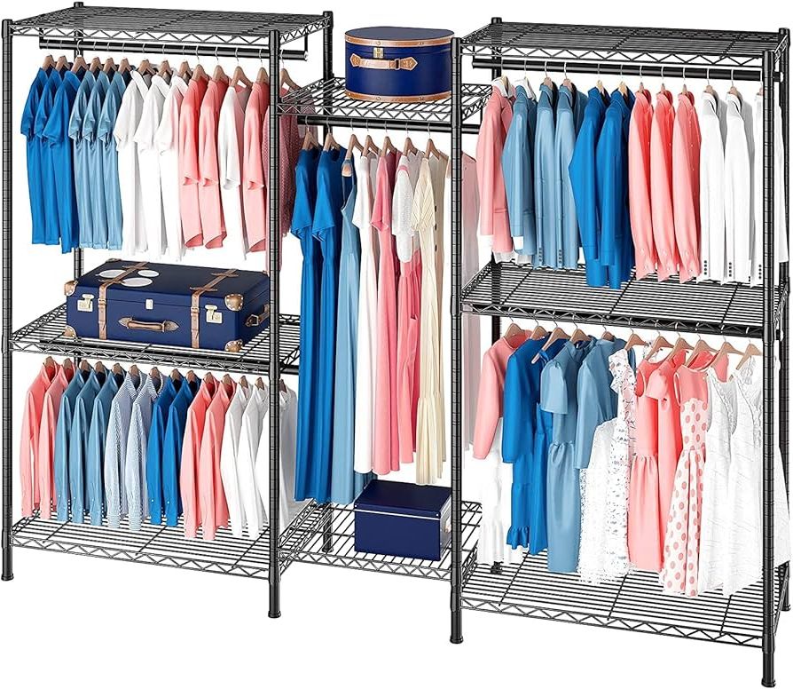 Well Known Amazon: Raybee Clothes Rack Heavy Duty Clothing Racks For Hanging  Clothes 830 Lbs Metal Clothing Rack Heavy Duty Wire Garment Rack Free  Standing Closet Portable & Sturdy 74.8”wx17.7”dx76.8”h Black : Home & With Heavy Duty Wardrobes (Photo 7 of 10)