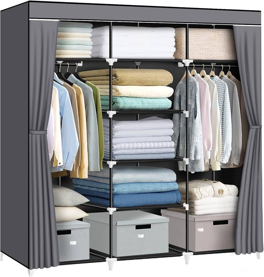 Well Known Extra Wide Portable Wardrobes Inside Amazon: Lokeme Portable Closet,  (View 7 of 10)