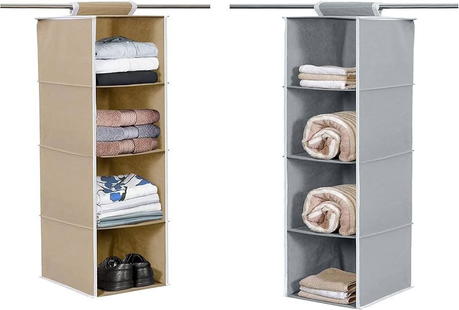 Well Known Kuber Industries 4 Shelf Closet Hanging Organize & 4 Shelf Closet Hanging  Organizer (brown) : Amazon (View 6 of 10)