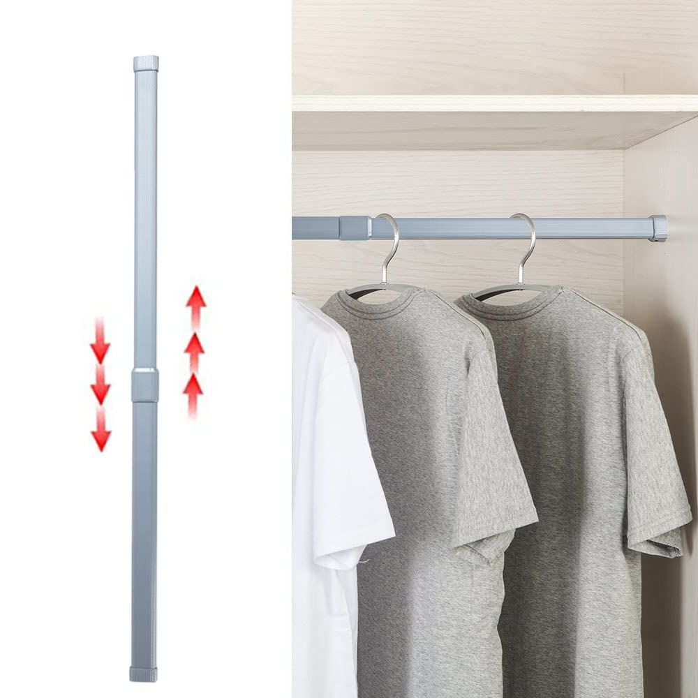 Well Known Wardrobes With Hanging Rod Within Amazon: 18 To 26 Inch Adjustable Closet Rod, Oval Closet Rod Wall  Mounted Hanging Rod For Closet, Premium Aluminum Alloy Closet Pole Grey Closet  Bar With Socket Set For Wardrobes, No Rust, (Photo 6 of 10)