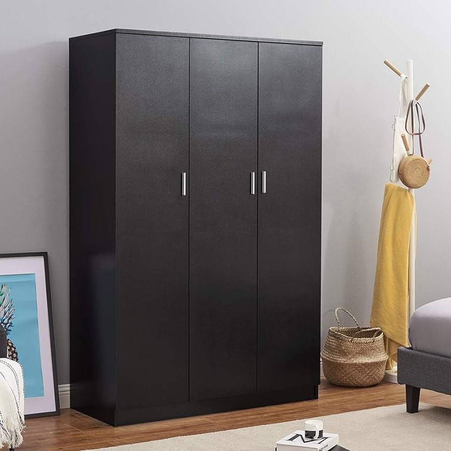 Well Liked Wooden 3 Doors Wardrobes With Hanging Rail And Storage Shelves Modern Large  Clothes Cupboards Unit For Bedroom Furniture : Amazon.co.uk: Home & Kitchen With Regard To Wardrobes With 3 Shelving Towers (Photo 4 of 10)