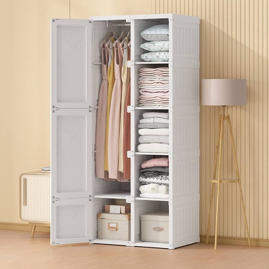 Widely Used Wardrobes With Cube Compartments With Amazon: Portable Wardrobe Closets – 14"x20" Depth (10 Cubes) Cube  Storage, Bedroom Armoire, Storage Organizer, Clothes Dresser, Closet  Storage Organizer, White : Home & Kitchen (View 4 of 10)