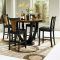 Caira Black 5 Piece Round Dining Sets with Upholstered Side Chairs