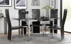 Black Glass Extending Dining Tables 6 Chairs