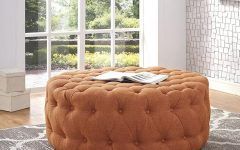 Brown Fabric Tufted Surfboard Ottomans