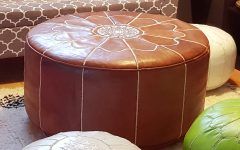  Best 10+ of Brown Leather Round Pouf Ottomans