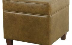 2024 Best of Brown Leather Square Pouf Ottomans