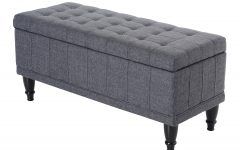 Charcoal Fabric Tufted Storage Ottomans
