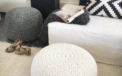 Textured Blush Round Pouf Ottomans