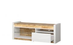Zimtown Modern Tv Stands High Gloss Media Console Cabinet with Led Shelf and Drawers