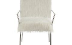 2024 Latest White Faux Fur Round Accent Stools with Storage