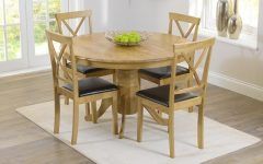 Round Oak Extendable Dining Tables and Chairs