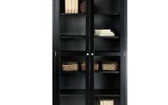 Black Bookcases with Glass Doors