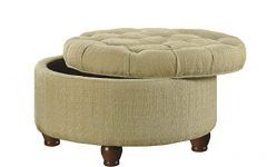 Beige and White Tall Cylinder Pouf Ottomans