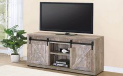 Tv Stands with Sliding Barn Door Console in Rustic Oak